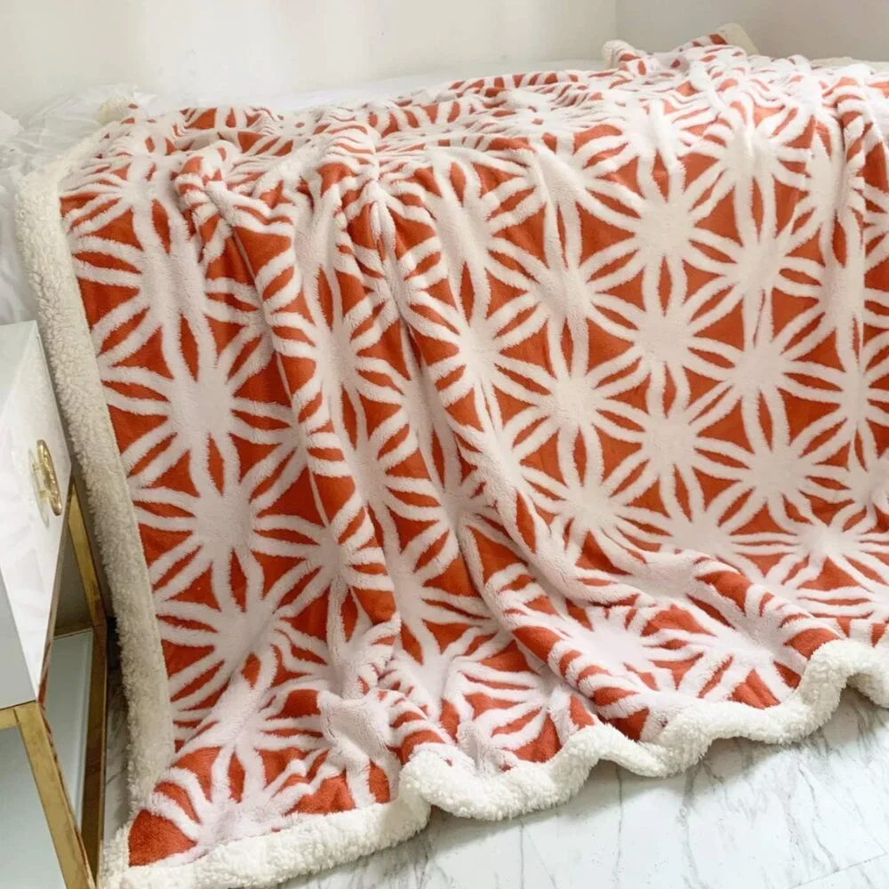 Fall Sherpa Fleece Blanket Throw Blanket Coral 51
